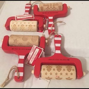 Christmas / Holiday Time set of four small embossed rollers/stampers